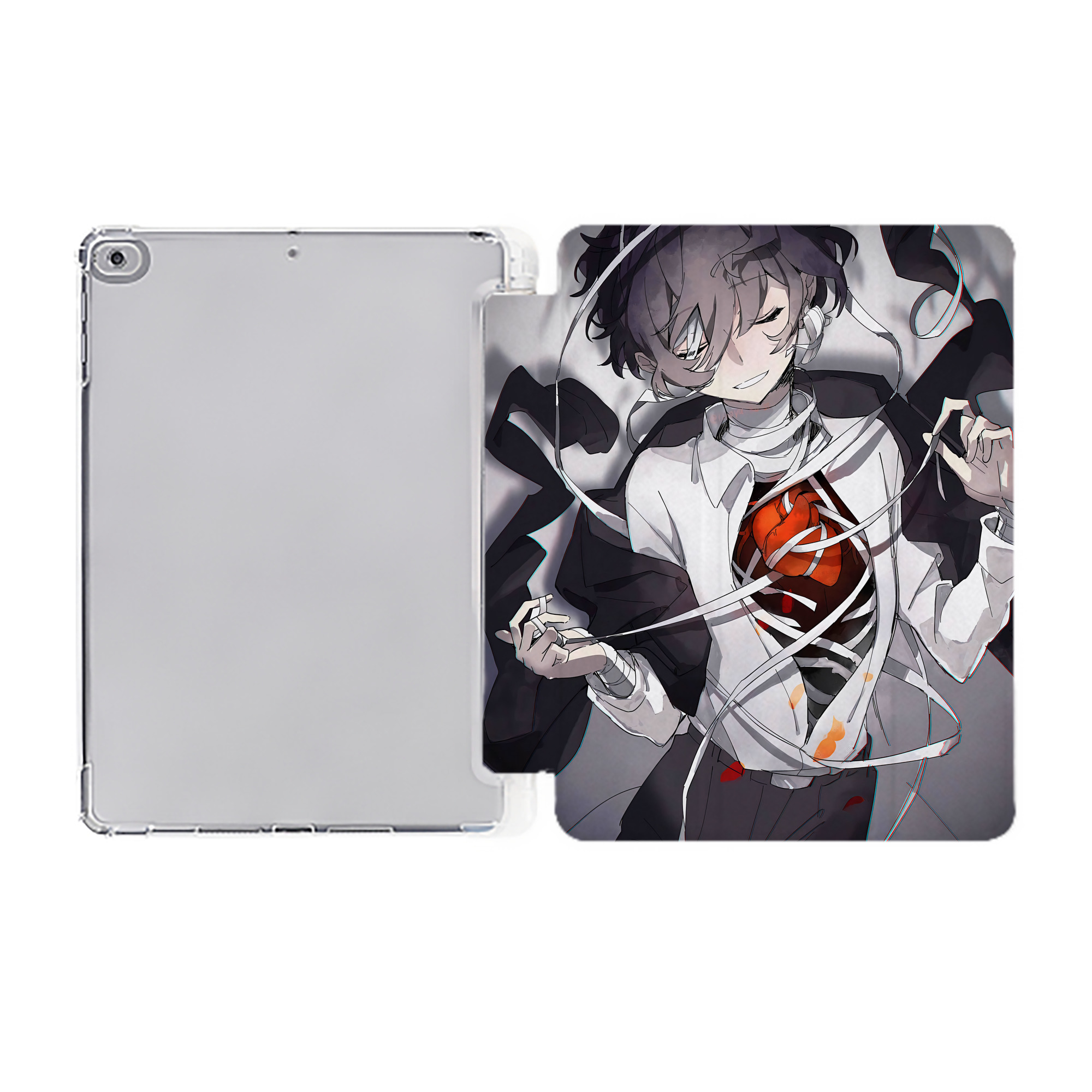 （画像用） 文豪ストレイドッグス Bungo Stray Dogs IPad ケース ペン収納付き 三つ折りスタンド PUレザー×シリコン 対応機種9.5/10.5/10.9インチ